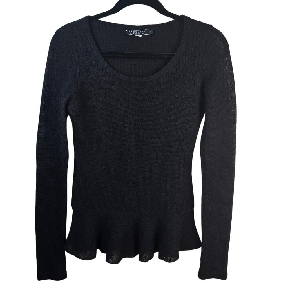 Peruvian Connection Sweater Women's XS Black Baby Alpaca Blend Dark Romantic
